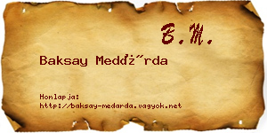 Baksay Medárda névjegykártya